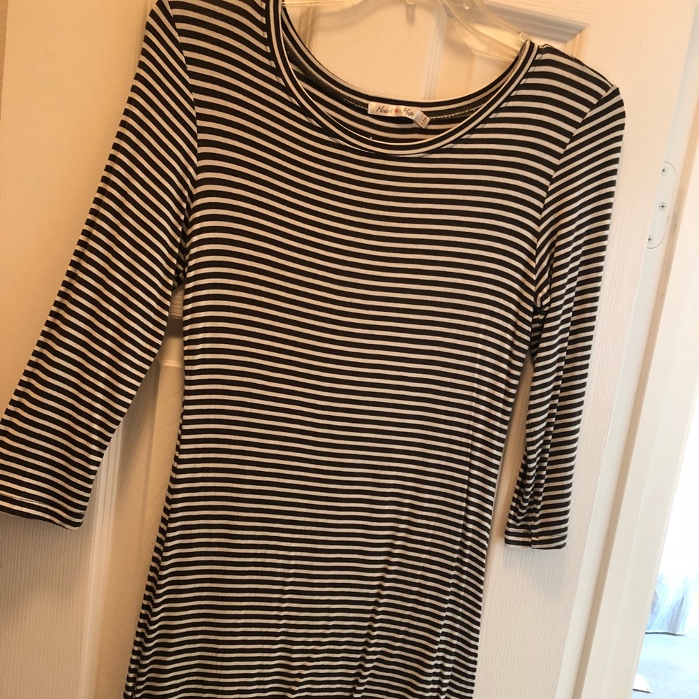 1/4 Sleeve Striped Body Con Dress